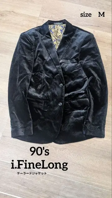 90's i.FineLong 벨벳 테일러드 자켓 M 고블랑 패턴