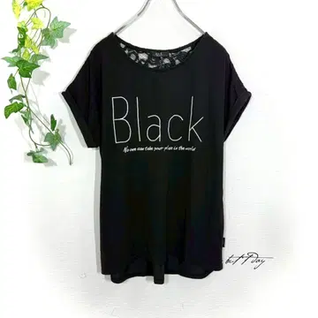 아즈르 프리메라 반팔 T셔츠 빅 프린트 블랙 레이스 자수