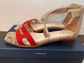 Au Bannister 레드 베이지 샌들 24.0cm.