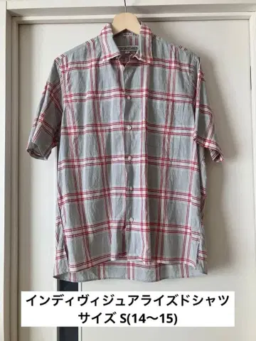 INDIVIDUALIZED SHIRTS 반팔 S 체크 오픈 카라