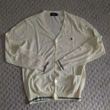 POLO 아이보리 V넥 가디건 L