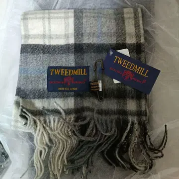 TWEEDMILL 트위드밀 울 솔리드 체크 스톨 그레이
