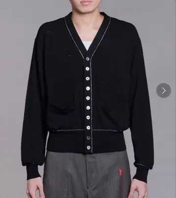 MASU 26SS 블랙 V넥 가디건 사이즈 48