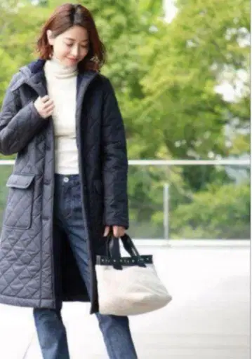 매킨토시 보아 안감 퀼팅 코트 다크 그레이 38