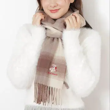 [ 새상품 ] 질 바이 질 스튜어트 Holiday 베어 자수 체크 스톨