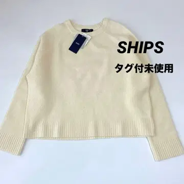 택 포함 미사용 크림색 래글런 슬리브 울 100% 니트 손세탁 가능