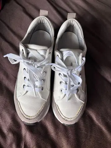 잉그 천연 가죽 스니커즈 화이트 거의 미사용 정가 16,000엔 전후