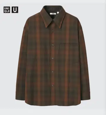 [ 새상품급 ] UNIQLO U 헤비 플란넬 오버사이즈 셔츠 옴브레 XL