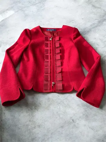 엠즈 그레이시 그로그랭 리본 노카라 자켓 38 일본제