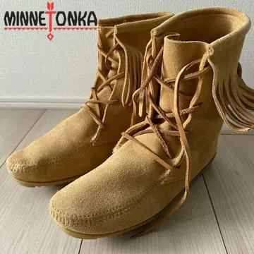 미사용품 MINNETONKA 미네통카 천연 가죽 프린지 앵클부츠