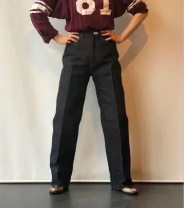 DENIM BONDING WIDE STRAIGHT PANTS 후미카우치다