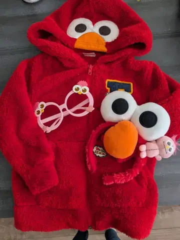 엘모 후드티 안경 머리띠 유니버셜