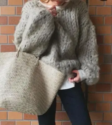 ETRE TOKYO 로우게이지 루즈 니트 풀오버 그레이