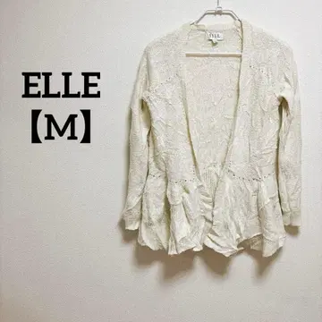 ELLE [ M ] 레이스 편직 긴팔 가디건 아이보리 귀여운 멋쟁이