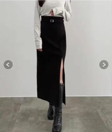 CENEA 슬릿 지퍼 I 라인 스커트 L 사이즈 차콜