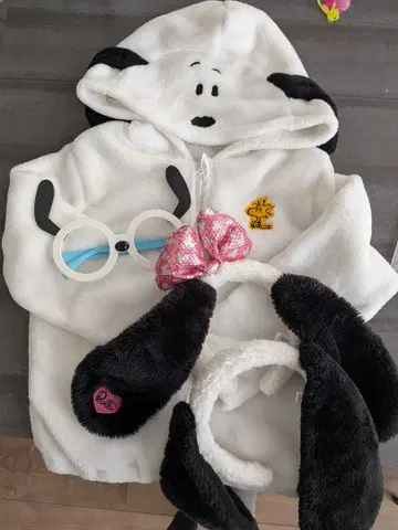 스누피 후드티 & 강아지 귀 머리띠 안경