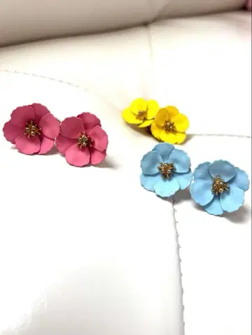 플라워 귀걸이 3색 세트
