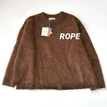 택 포함 미사용 ROPE 브라운 모헤어 블렌드 니트 스웨터 긴팔