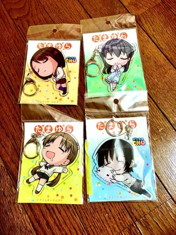 애니메이션 타마유라 아크릴 키링 4개 세트