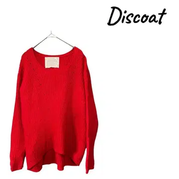 Discoat 빨간색 리브 긴팔 니트 스웨터