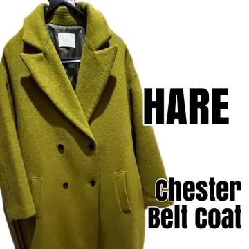 HARE 체스터 벨트 코트 피스타치오 컬러