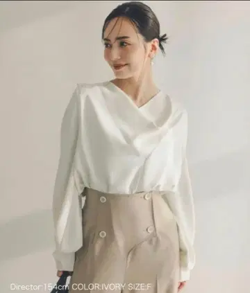 anuans 더블 크로스 드레이프 넥 블라우스