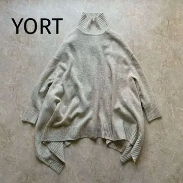 새상품급 야마다야 YORT 판초형 니트 하이넥 스웨터 그레이