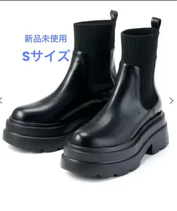 COCO DEAL 사이드 고어 라이크 니트 부츠 블랙 S 사이즈