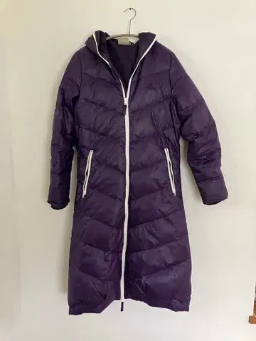 adidas 후드 부착 퍼플 롱 다운 자켓 아디다스