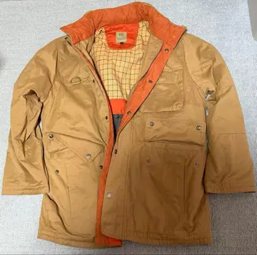 새상품급 G-STAGE 패딩 자켓 남성용 S 베이지 x 오렌지 체크 무늬