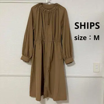 [SHIPS] 얇은 소재 롱 허리 드로스트 코트 M 브라운 봄 겉옷용