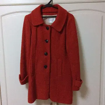 빨간색/오렌지 울 혼방 코트