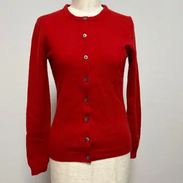 UNIQLO 캐시미어 100% 빨간색 니트 가디건 긴팔 버튼 포함