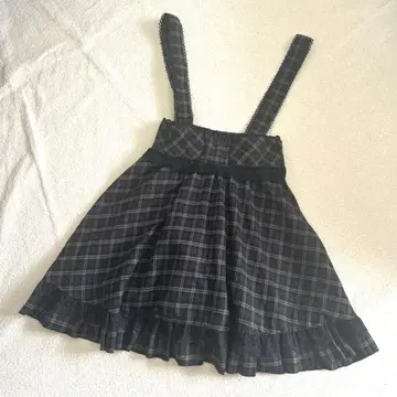 엑시즈팜 체크 무늬 점프수트 스커트 클래시컬 페미닌 Y2K