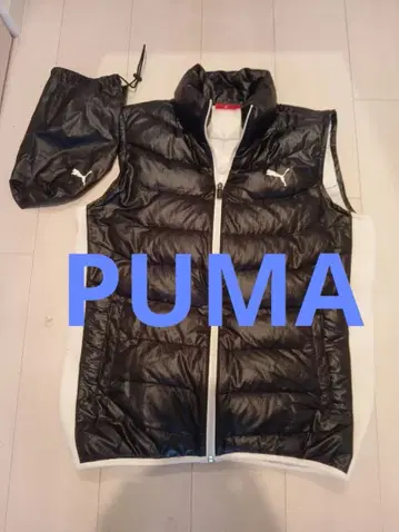 푸마(PUMA) 블랙 다운 베스트 M 사이즈 수납 봉투 포함