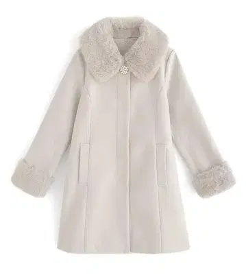 GRL 펄 브로치 포함 퍼 플레어 코트[ze786] 아이보리