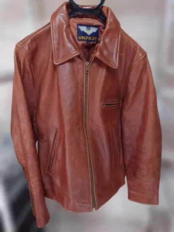 HN.PILOT 브라운 가죽 싱글 라이더 자켓 LL