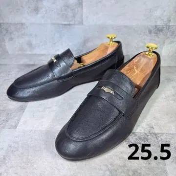 미사용급 ZARA 자라 코인 로퍼 25.5 천연 가죽 플랫 블랙