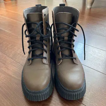 PUMA 브라운 하이컷 부츠 36 22.5cm 천연 가죽