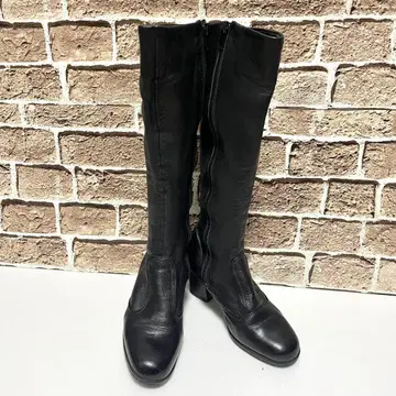 Town 롱 부츠 블랙 22cm 와이드 힐 사이드 지퍼 여성용