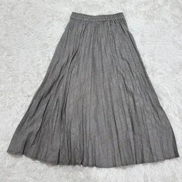 Lugnoncure 플리츠 스커트 F 체크 허리밴딩 그레이