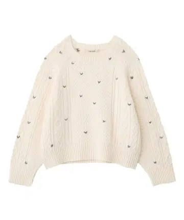 COCODEAL 하트 자수 케이블 니트