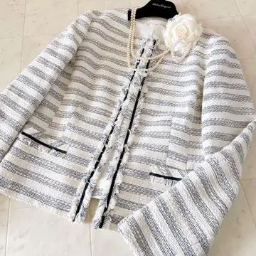 컴시즘 L 노카라 라메 트위드 자켓 졸업식