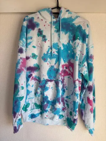 타이다이 디자인 후드 부착 후드티 US 구제 의류