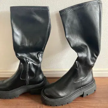 레이스 레이디 통굽 스트레치 롱 부츠