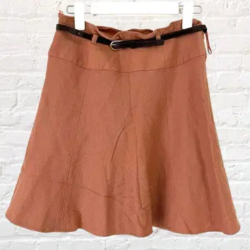 아푸와이저 리셰 미니 스커트 플레어 스커트 벨트 포함 안감 있음 핑크