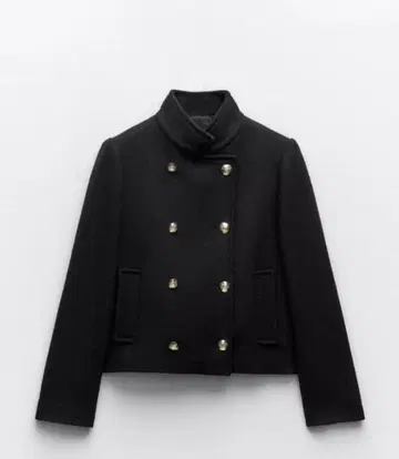 자라 하이넥 숏 더블 브레스트 코트 L 사이즈 시착만 한 상품