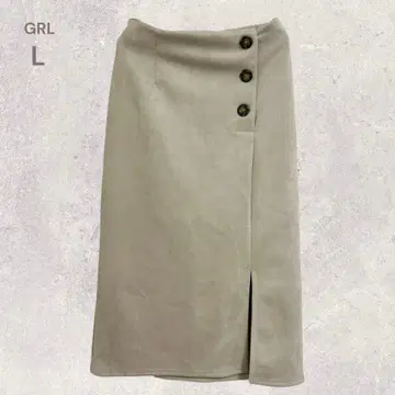 GRL 그레일 타이트 스커트 앞 슬릿 무스탕 소재 깔끔 고급