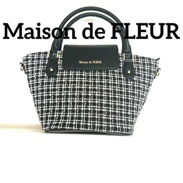 새상품 메종 드 플뢰르 트위드 숄더백 토트백 블랙