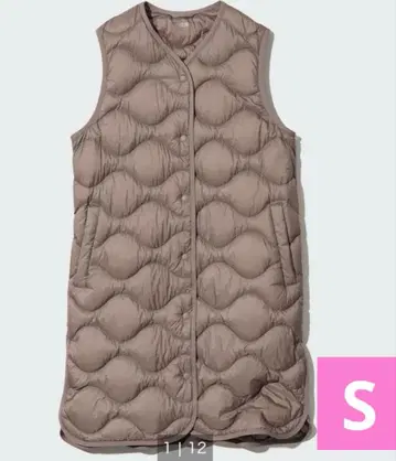 유니클로 울트라 라이트 다운 롱 베스트 S 다운 브라운